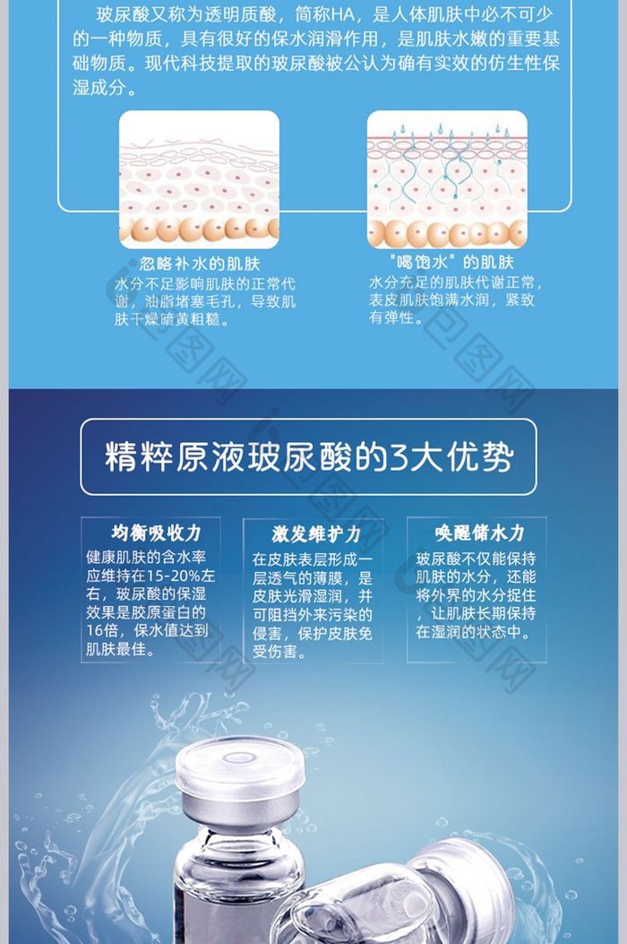 淘宝天猫补水保湿美白玻尿酸化妆品详情页