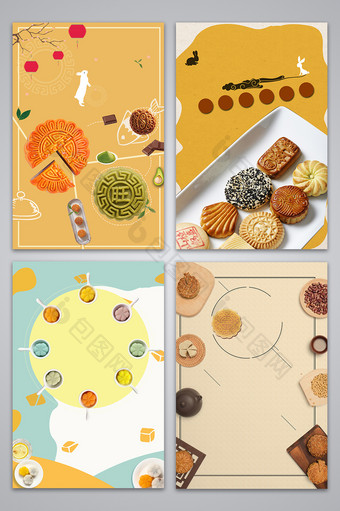 简约中秋节月饼广告海报设计背景图图片