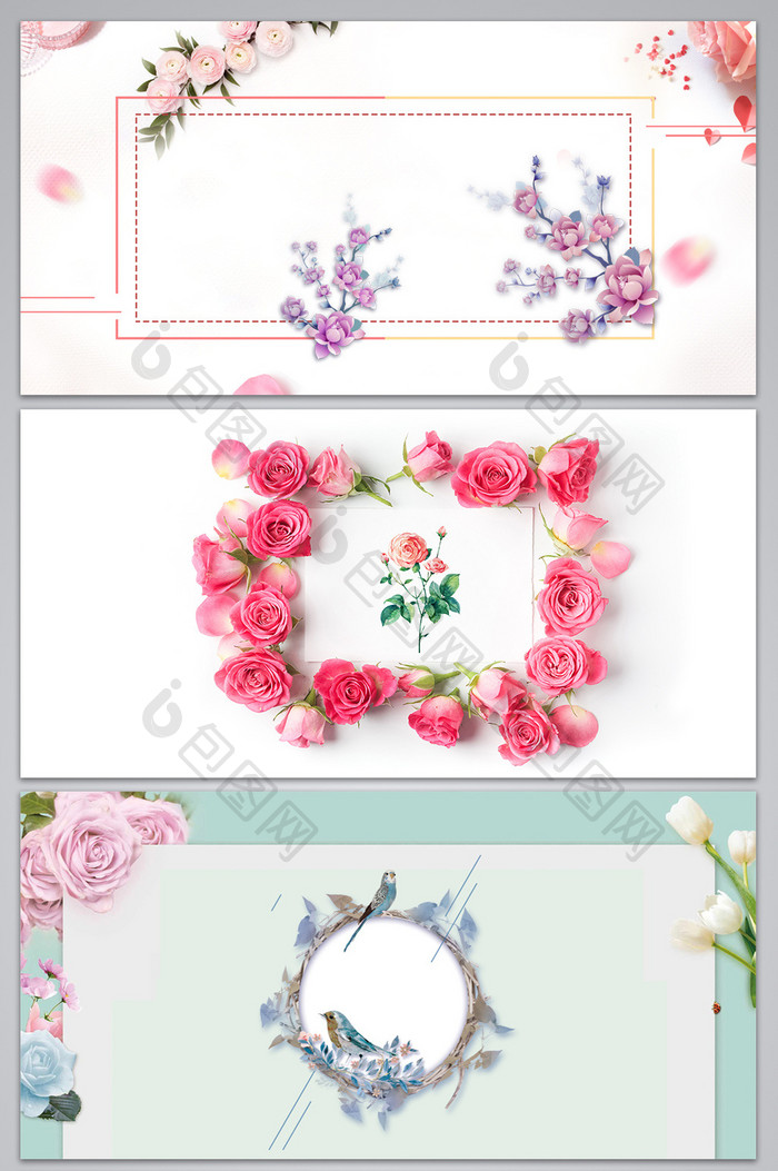 粉彩玫瑰花朵时尚花瓣春天花卉背景图