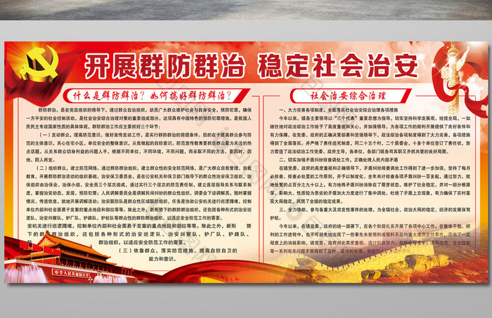 群防群治社会治安展板图片