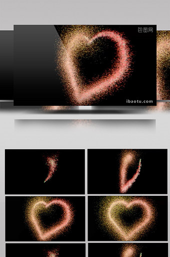 4K金粉粒子心形特效LED背景视频图片
