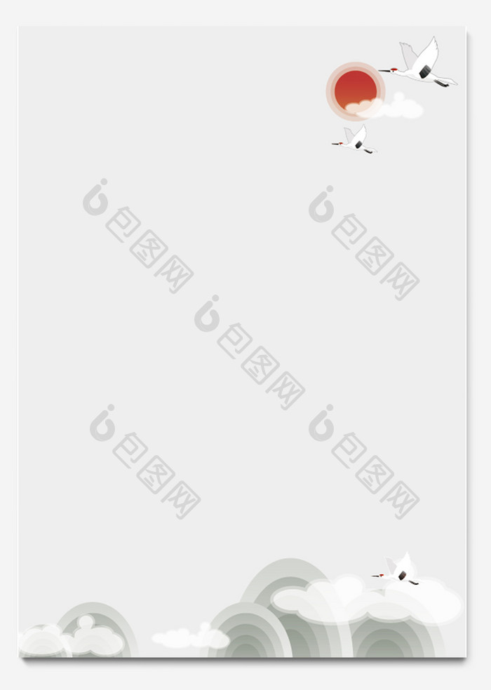 中国风说摸仙鹤ai信纸背景模板