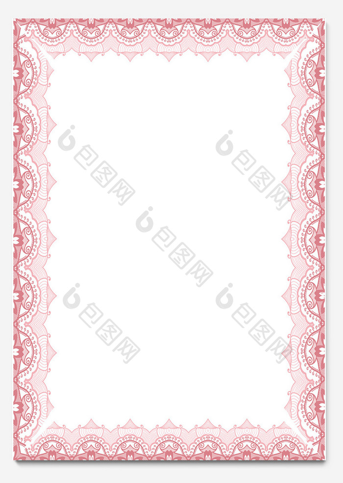 粉红色欧式花边信纸背景模板