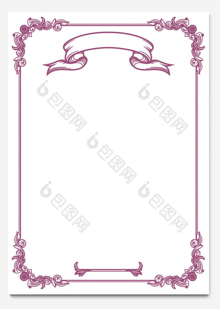 紫色花边欧式ai信纸背景模板