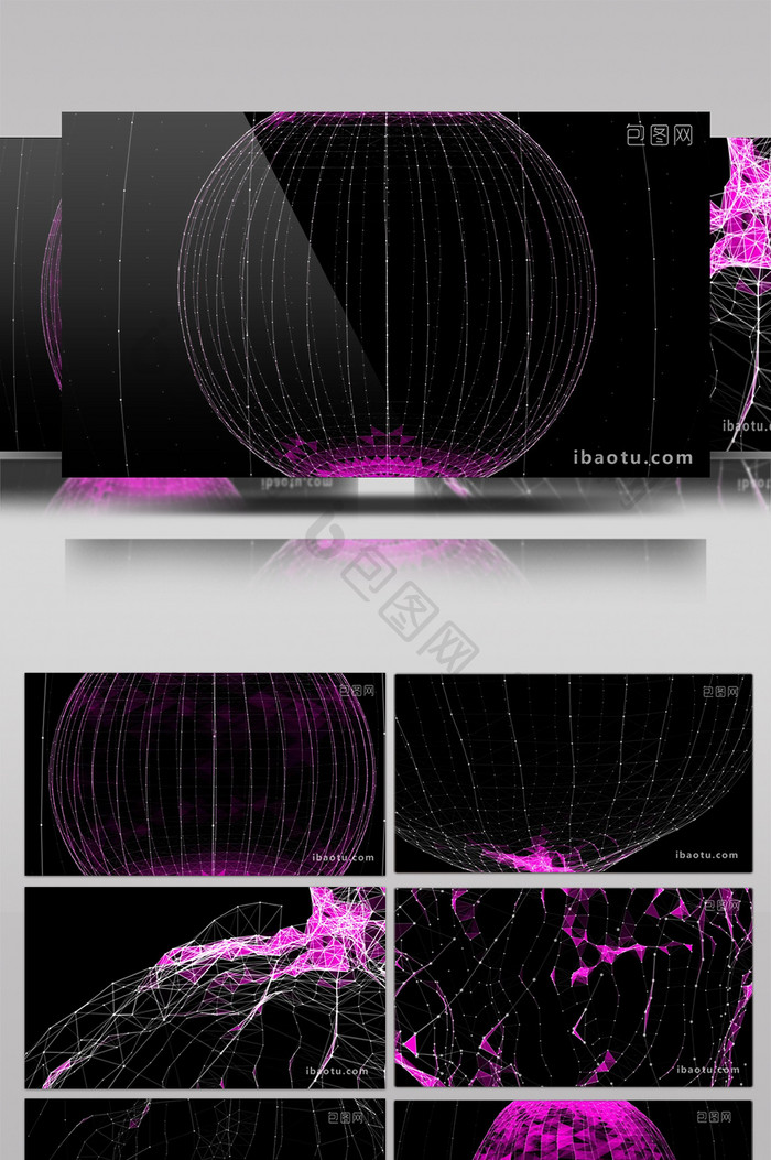 紫色震撼几何网络动感背景视频