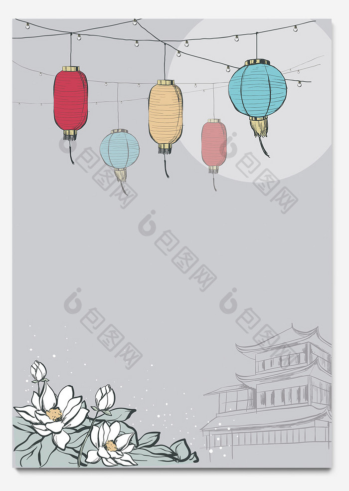清新花卉中国风信纸背景