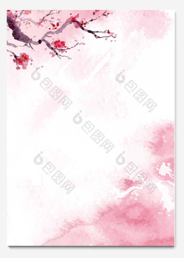 中国风粉色水墨ai信纸背景模板