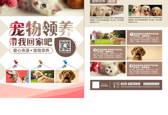 简约时尚宠物领养公益宣传单设计