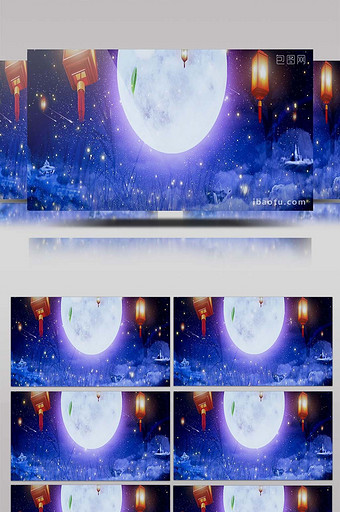 唯美浪漫荧光粒子月夜LED舞台图片