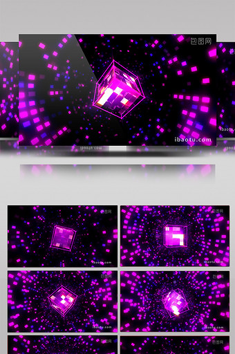 紫红霓虹节奏闪烁变换跳跃动感扩散背景视频图片