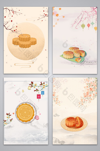 文艺中国风中秋月饼背景图图片