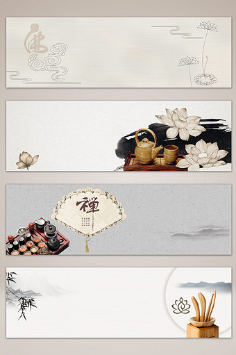 古风禅意茶艺文化banner海报背景图片