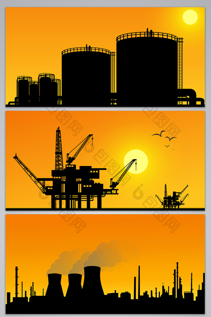石油工业科技剪影背景