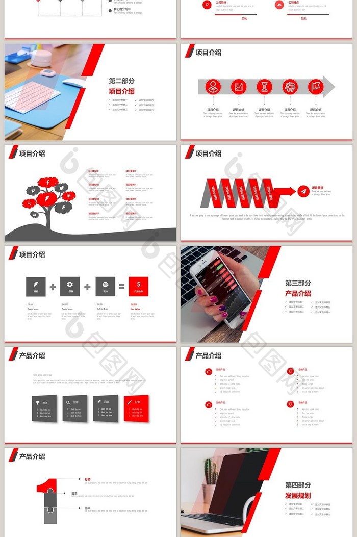 红色创业商业计划书总结汇报PPT模板