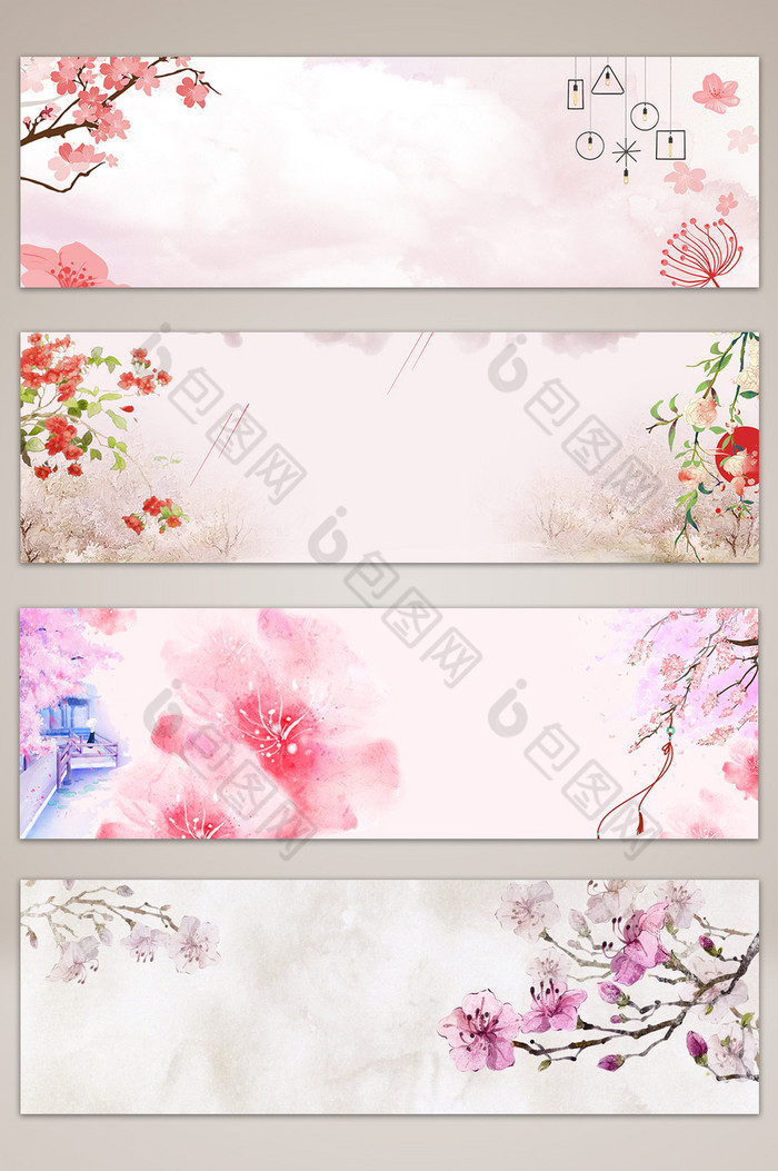 粉色浪漫花卉banner海报图片图片