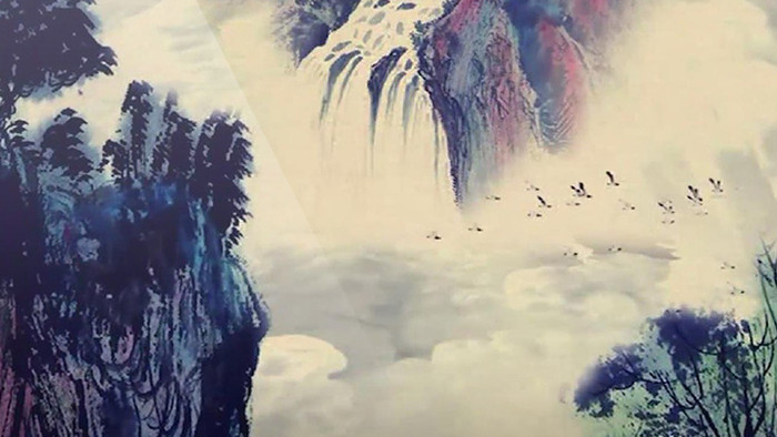 中国风水墨山水画led背景视频素材