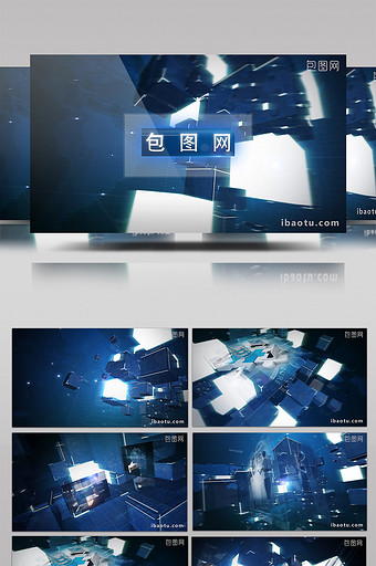 立方体网格空间中的新闻节目开场片头包装图片