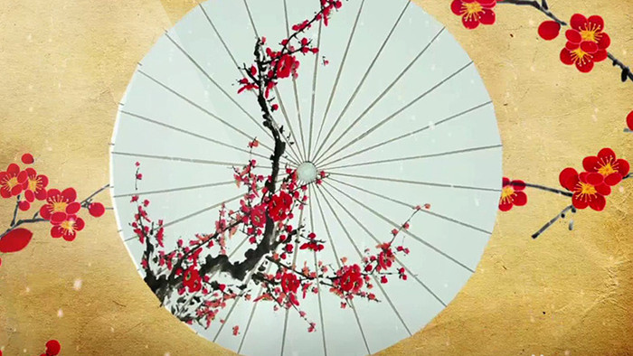 红梅花开中国风水墨LED背景视频