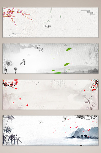 手绘复古中国风banner海报背景图片