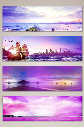 浪漫文艺紫色风景banner海报背景图片