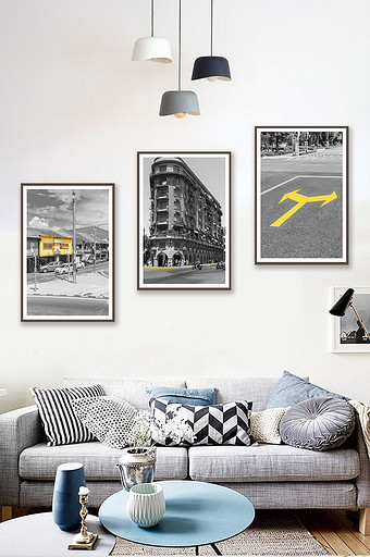 摩登城市系列黑白艺术装饰画图片