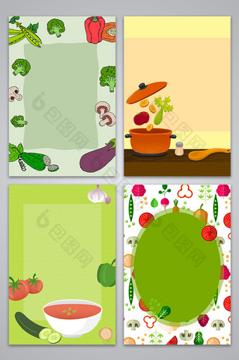 矢量手绘蔬菜美食海报背景图图片