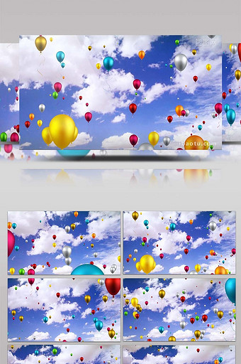 蓝天白云气球节日视频图片