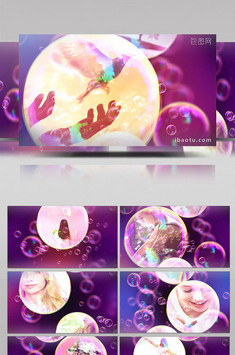 彩色肥皂泡泡照片相册动画片头AE模板图片