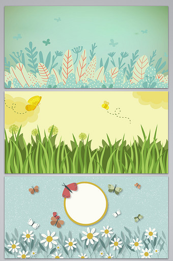小清新花卉蝴蝶海报设计背景图片