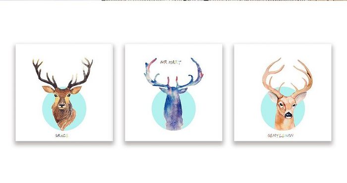 创意时尚北欧极简手绘鹿先生无框画装饰画
