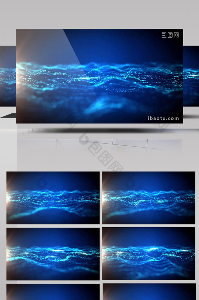 唯美飘逸led大屏蓝色粒子波浪动态ledmp4-包图网