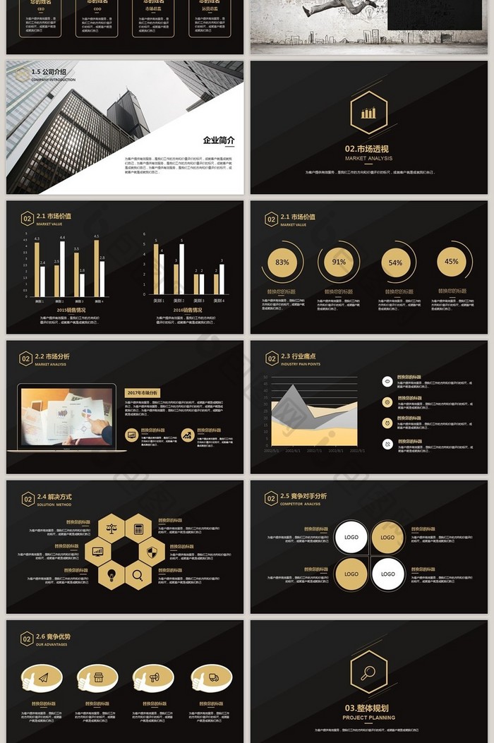 黑色大气高端商业计划书PPT模板