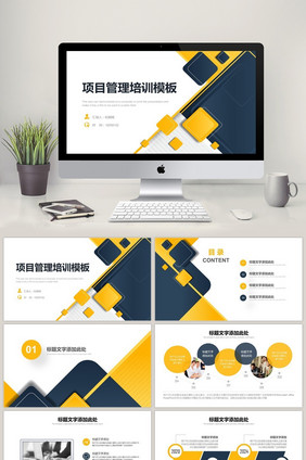 黑黄商务项目管理培训汇报PPT模板