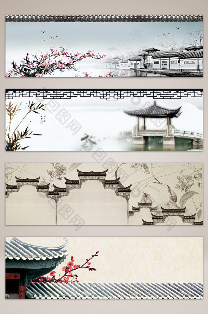 中国风古代建筑复古图片