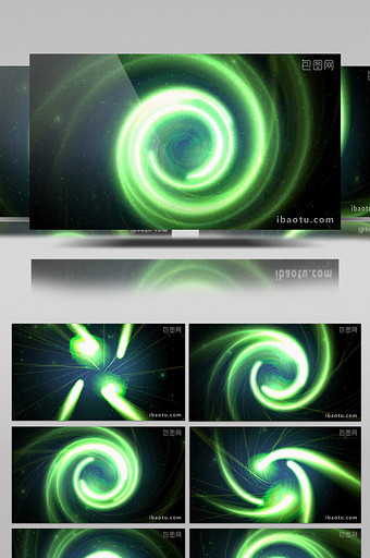 4k绿色发光螺旋冲击运动VJ动态特效背景图片
