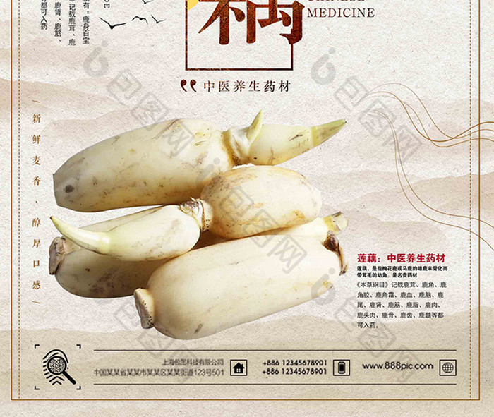 简约莲藕饼美食宣传海报设计