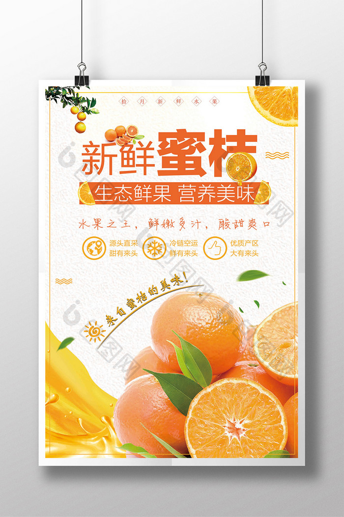 清爽橘子水果新鲜蜜桔海报