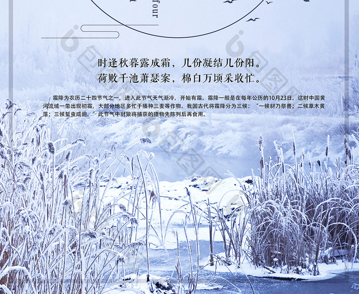 霜降24二十四节气简约小清新中国风海报