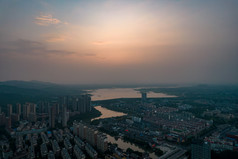 安徽滁州城市日落晚霞航拍摄图