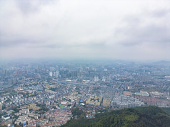 城市清澈雾霾天气航拍摄影图