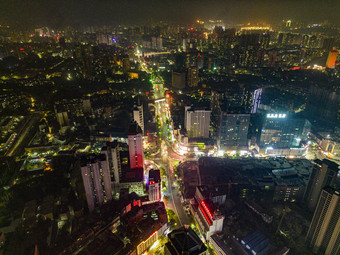 城市夜景万家灯光航拍摄影图