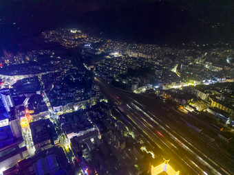 城市夜景万家灯光航拍摄影图