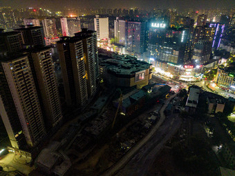 城市夜景万家灯火航拍摄影图