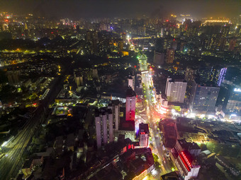 城市夜景万家灯火航拍摄影图