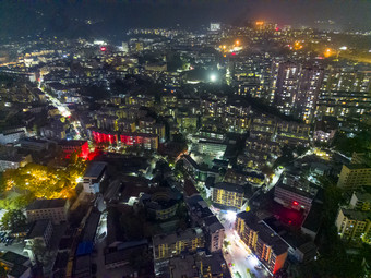 城市夜景万家灯火航拍摄影图