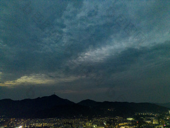 城市夜幕降临夜景灯光万家灯火航拍摄影图