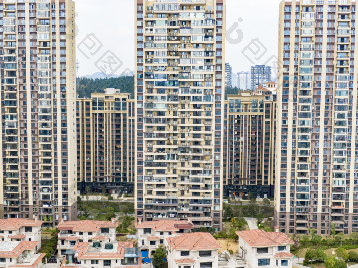 城市住宅小区航拍摄影图小区花园图片-包图网企业站