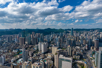 贵阳城市蓝天白云建筑高楼航拍摄影图