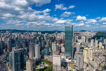 贵阳城市蓝天白云建筑高楼航拍摄影图