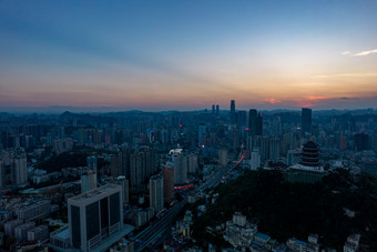 贵阳城市夜幕降临城市风光航拍摄影图